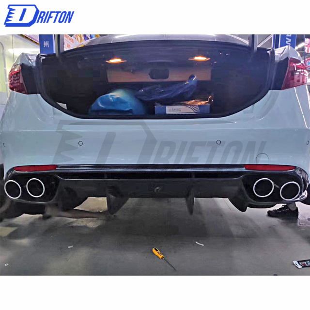 Quadrifoglio Style Carbon Fiber Rear Diffuser For Alfa Romeo Giulia Base Ti 2016-2018