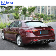 Carbon Fiber Rear Diffuser (Mid-tips) For Alfa Romeo Giulia Base Ti 2016-2018