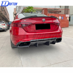 Quadrifoglio Style Carbon Fiber Rear Diffuser For Alfa Romeo Giulia Base Ti 2016-2018