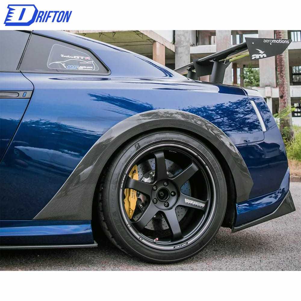Varis MY19 Style Carbon Fiber Rear Fender Trim Wheels Flare For Nissan R35 GTR 2017-2019