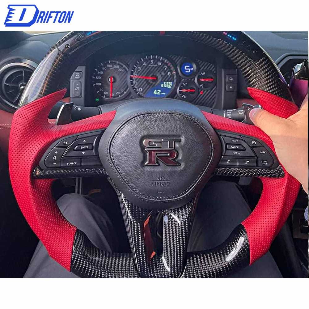 Customize Style Carbon Fiber Steering Wheel With Center Trim For Nissan R35 GTR 2017-2019