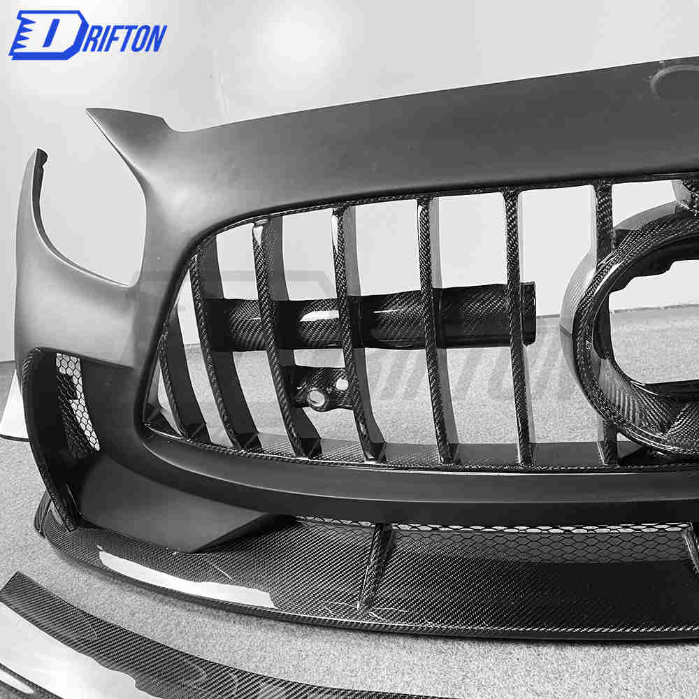 Black Series Style Half Carbon Fiber Front Bumper For Mercedes-Benz AMG GT GTS GTC GTR 2015-2019