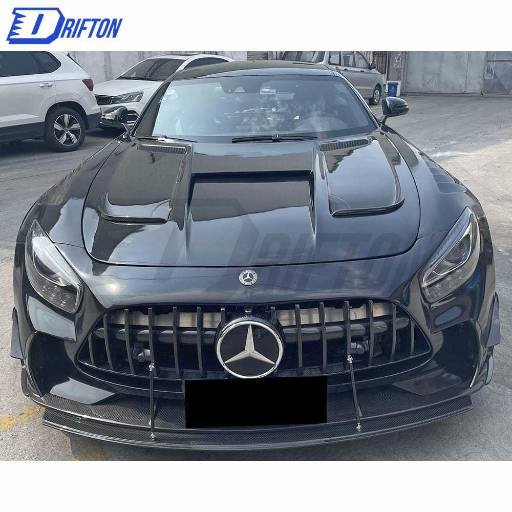 Black Series Style Half Dry Carbon Fiber Hood For Mercedes-Benz AMG GT GTS GTC GTR 2015-2019