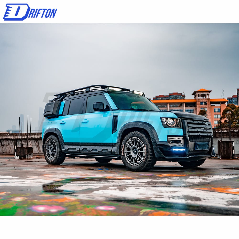 Oking Style Dry Forged Carbon Fiber Wide Body Aero Kit Side Skirt Fender Wheel Trims Extensions For Land Rover Defender 2020-2023