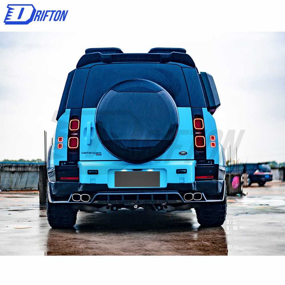 Oking Style Carbon Fiber Rear DIffuser With Exhaust tips For Land Rover Defender 2020-2023