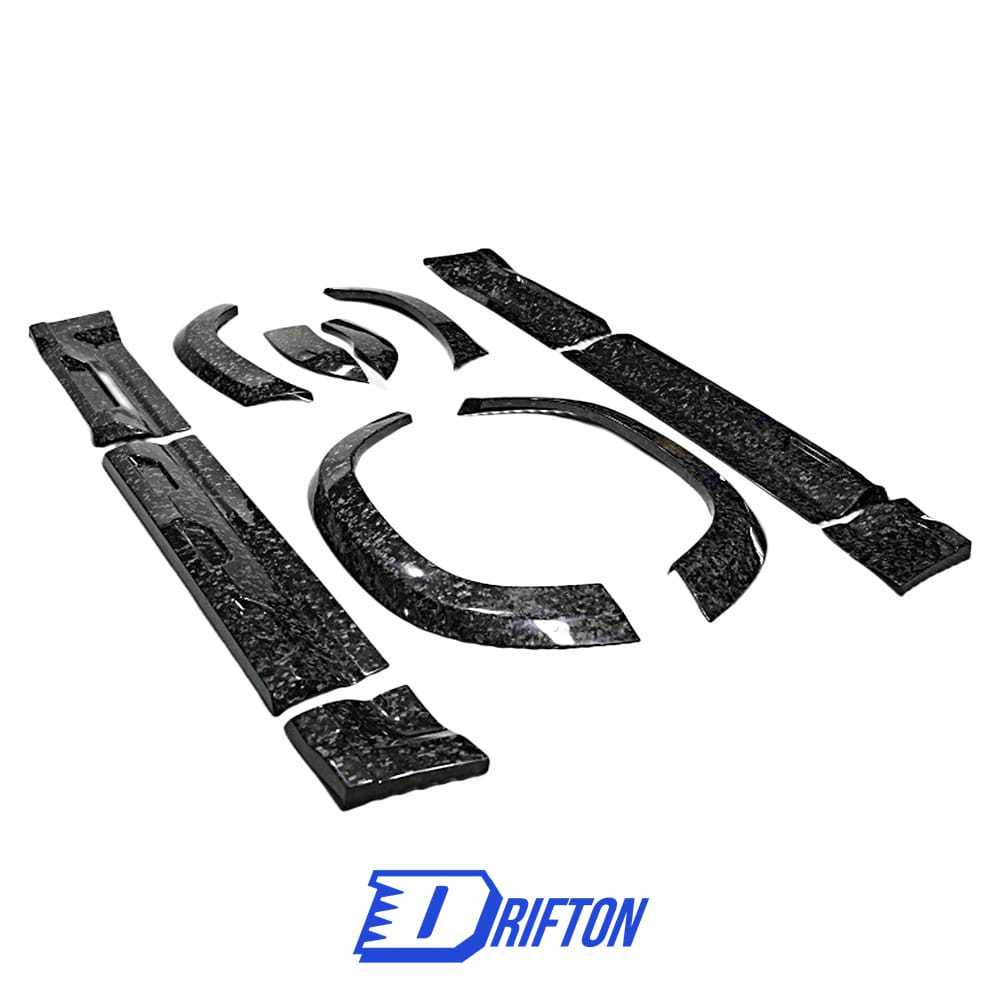 Oking Style Dry Forged Carbon Fiber Wide Body Aero Kit Side Skirt Fender Wheel Trims Extensions For Land Rover Defender 2020-2023