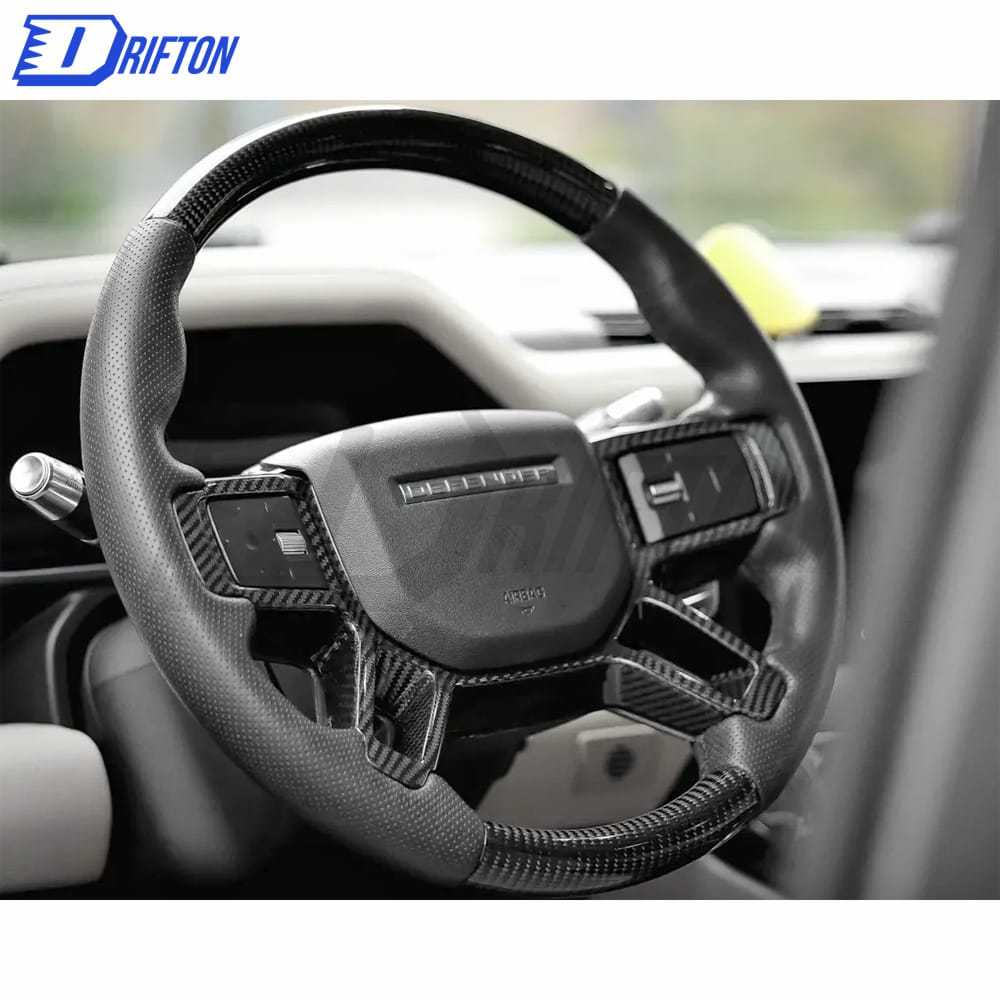 Customize Carbon Fiber & Perforated Leather Steering Wheel For Land Rover Defender 2020-2023