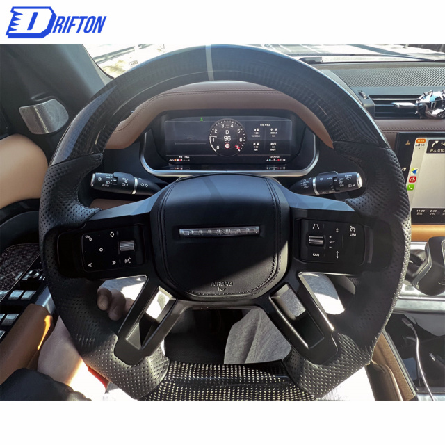 Customize Carbon Fiber & Alcantara With Center Trim Steering Wheel For Land Rover Defender 2020-2023