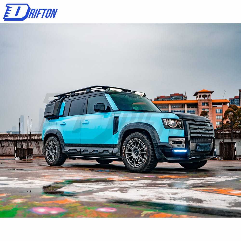 Oking Style Dry Forged Carbon Fiber Wide Body Aero Kit Side Skirt Fender Wheel Trims Extensions For Land Rover Defender 2020-2023