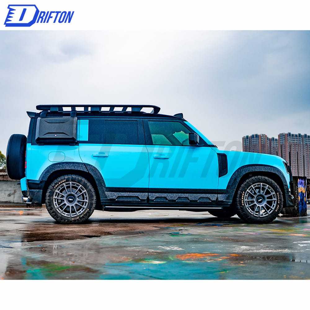 Oking Style Dry Forged Carbon Fiber Wide Body Aero Kit Side Skirt Fender Wheel Trims Extensions For Land Rover Defender 2020-2023
