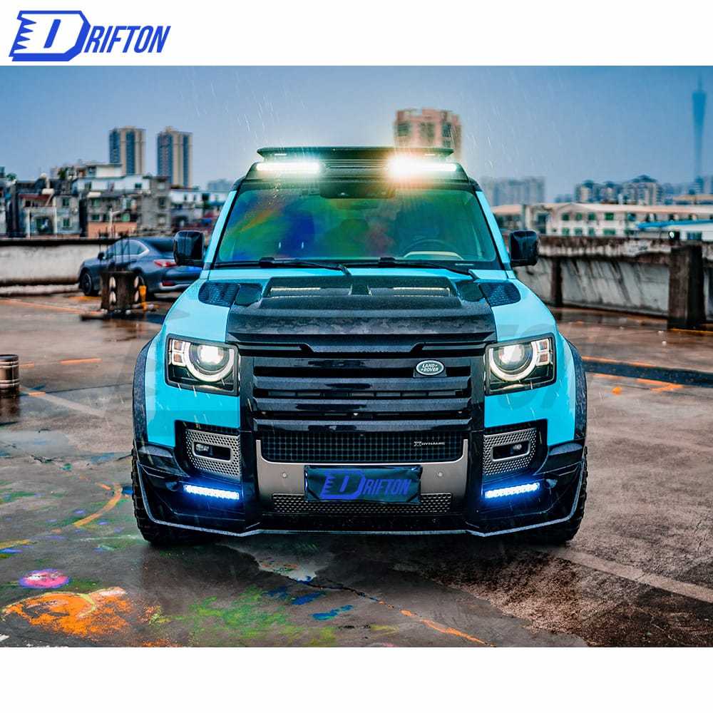Oking Style PP Grille& Front lip & Rear DIffuser With Exhaust tips For Land Rover Defender 2020-2023