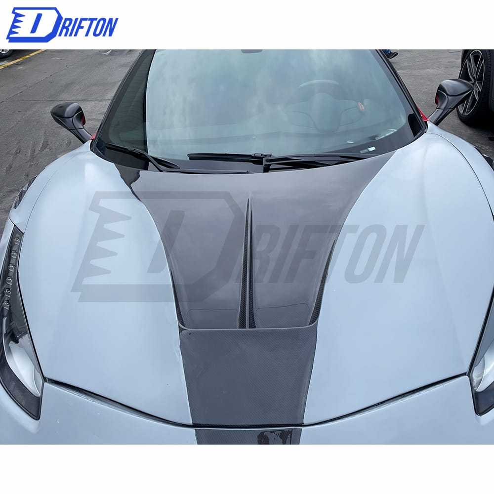 Mansory Style Dry Carbon Fiber With Portion Primer Hood For Ferrari 488 GTB / Spider 2015-2018