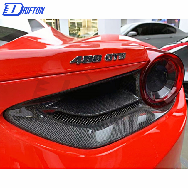 Capristo-Style Dry Carbon Fiber Tail Light Covers For Ferrari 488 GTB 2015-2018