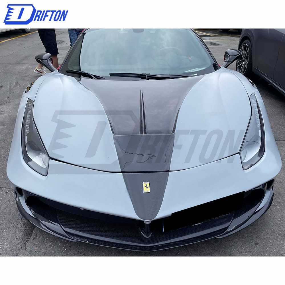 Mansory Style Dry Carbon Fiber With Portion Primer Hood For Ferrari 488 GTB / Spider 2015-2018