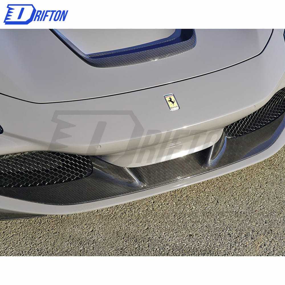Novitec Style Dry Carbon Fiber Front Lip Bumper Trim Cover For Ferrari F8 2020-2022