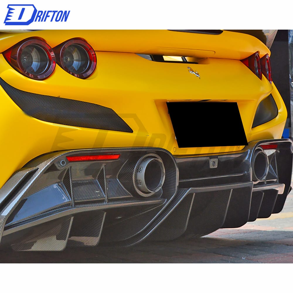 PT Style Dry Carbon Fiber Rear Splitter (NEED WITH DIFFUSER) For Ferrari F8 2020-2022