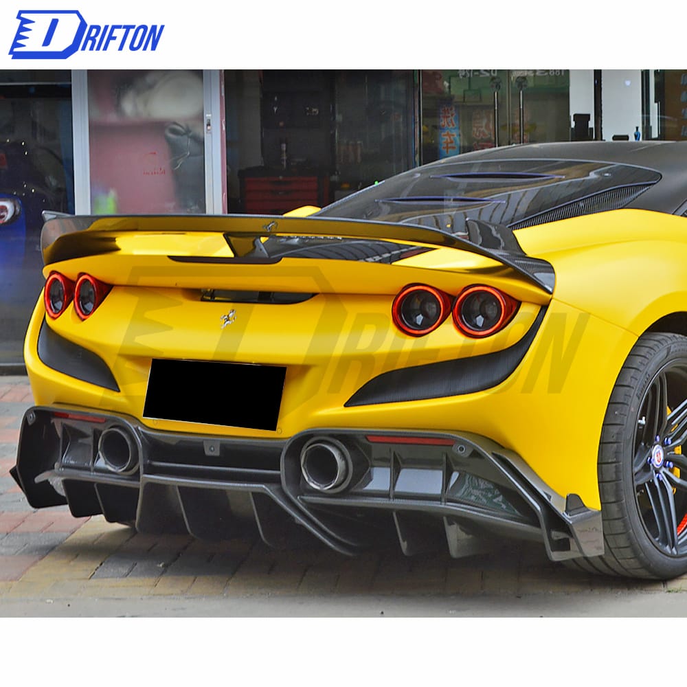 PT Style Dry Carbon Fiber Rear Splitter (NEED WITH DIFFUSER) For Ferrari F8 2020-2022
