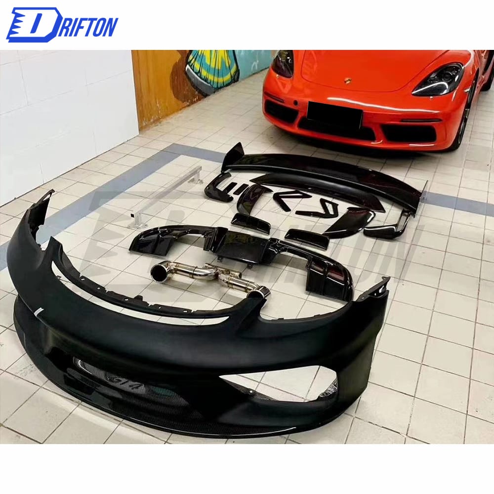GT4 Style Dry Carbon Fiber Rear Diffuser For Porsche 718 Cayman Boxster 2016-2019