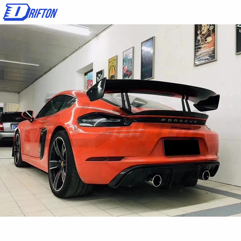 GT4 Style Dry Carbon Fiber Rear Diffuser For Porsche 718 Cayman Boxster 2016-2019