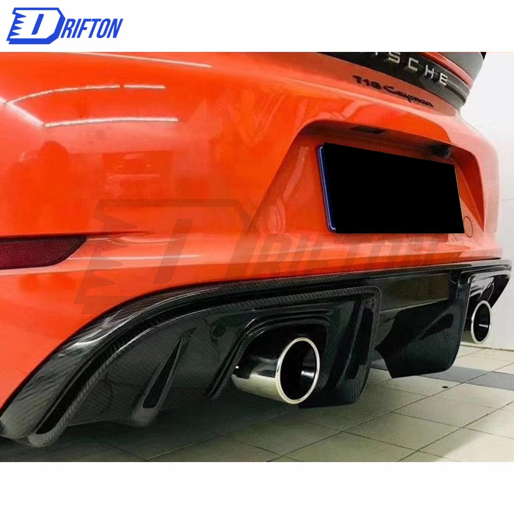 GT4 Style Dry Carbon Fiber Rear Diffuser For Porsche 718 Cayman Boxster 2016-2019