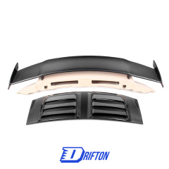 TopCar Style Dry Carbon Fiber Rear Spoiler With Primer Base With Engine Cover Set For Porsche 911 992 Carrera S 2019-2023