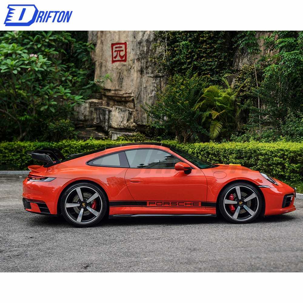 GT3 Style Full Dry Carbon Fiber Rear Spoiler & Engine Cover & Rear Trunk Set For Porsche 911 992 Carrera S 2019-2023