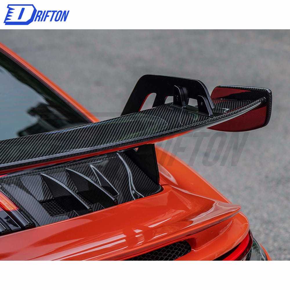 GT3 Style Full Dry Carbon Fiber Rear Spoiler & Engine Cover & Rear Trunk Set For Porsche 911 992 Carrera S 2019-2023