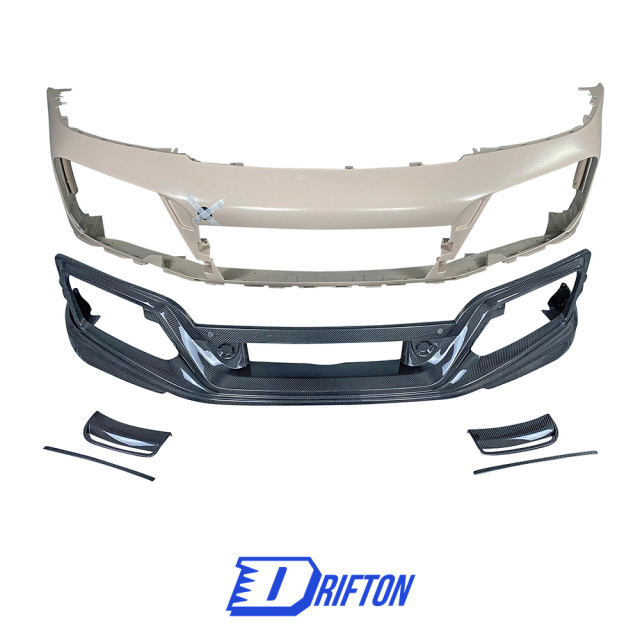 TechArt Style Dry Carbon Fiber With Portion Primer Front Bumper For Porsche 911 992 Turbo S Carrera 2019-2023