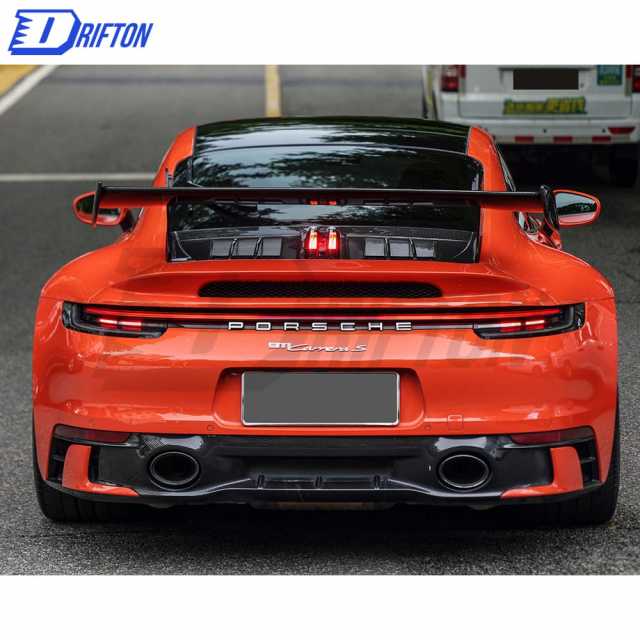 GT3 Style Full Dry Carbon Fiber Rear Spoiler & Engine Cover & Rear Trunk Set For Porsche 911 992 Carrera S 2019-2023