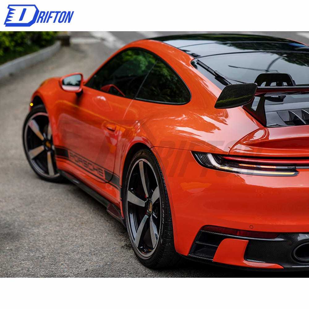 GT3 Style Full Dry Carbon Fiber Rear Spoiler & Engine Cover & Rear Trunk Set For Porsche 911 992 Carrera S 2019-2023
