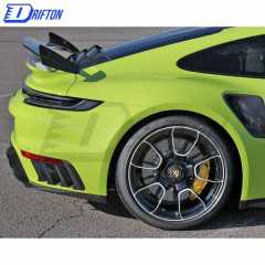 TopCar Style Dry Carbon Fiber Rear Spoiler With Primer Base With Engine Cover Set For Porsche 911 992 Carrera S 2019-2023