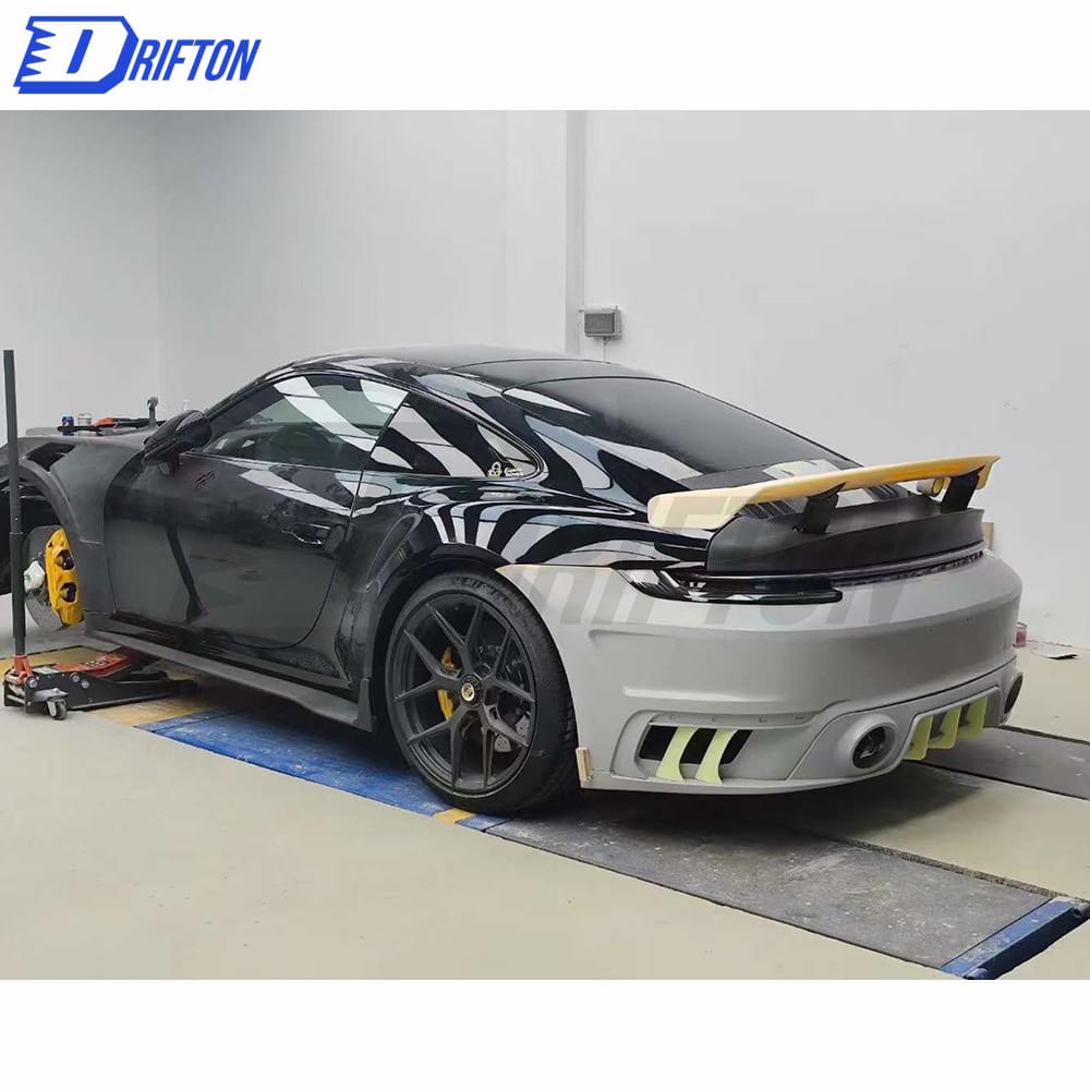 Paktechz Design Dry Carbon Fiber With Portion Primer Rear Bumper For Porsche 911 992 Turbo S 2019-2023