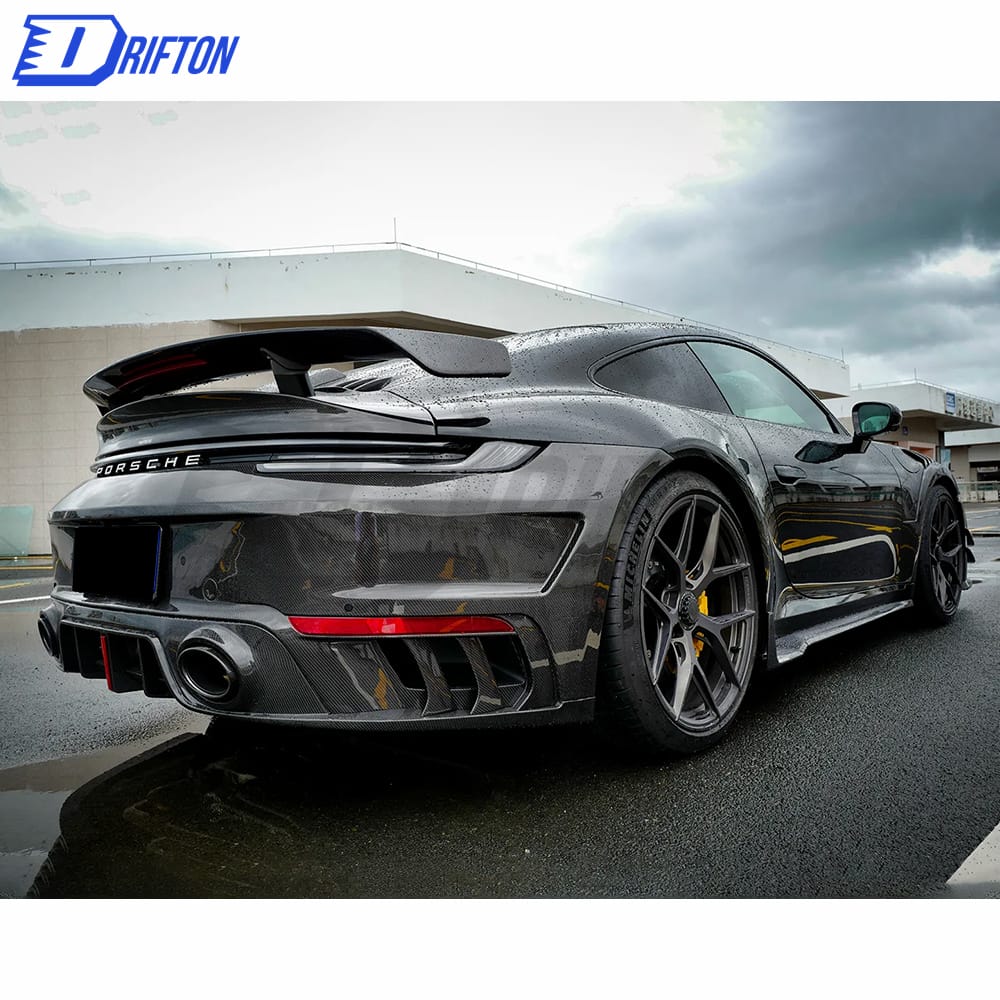 Paktechz Design Dry Carbon Fiber With Portion Primer Rear Bumper For Porsche 911 992 Turbo S 2019-2023