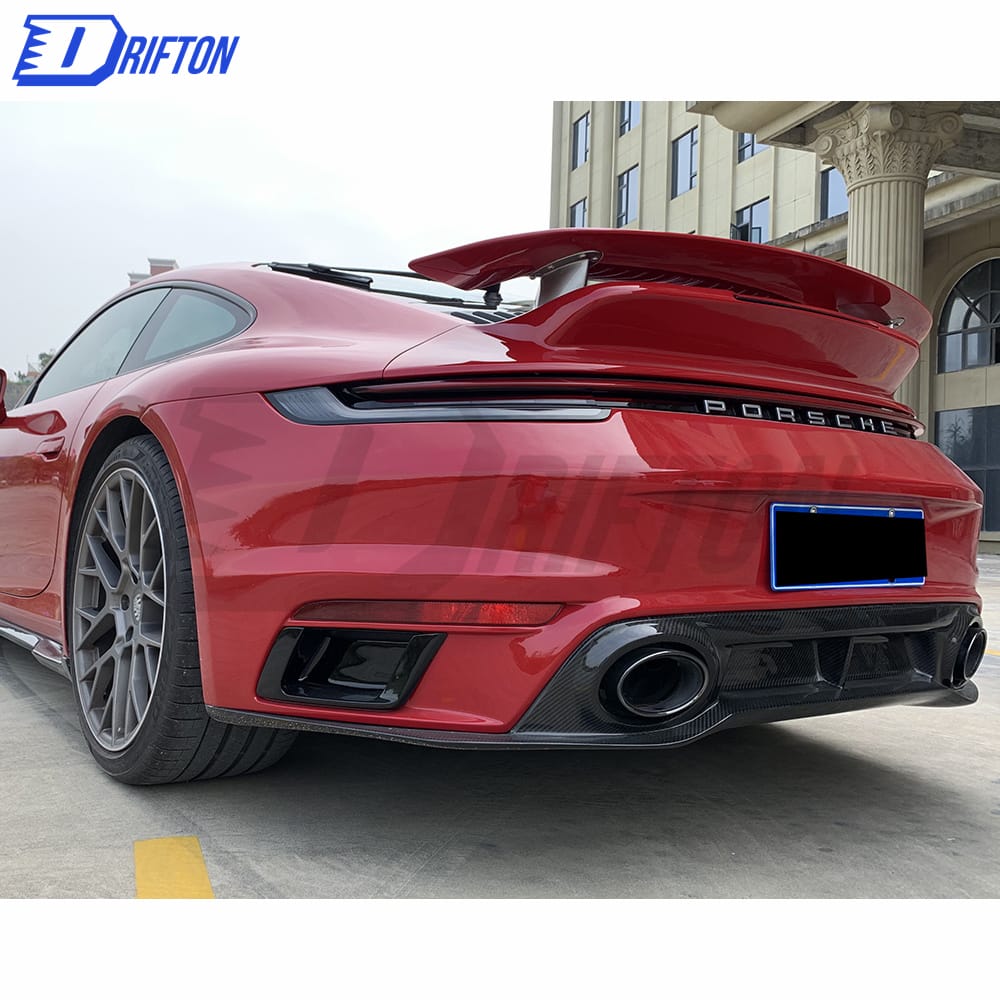 Turbo S Style Dry Carbon Fiber Rear Spoiler Set (Primed Bracket & Primed Base) For Porsche 911 992 2019-2023