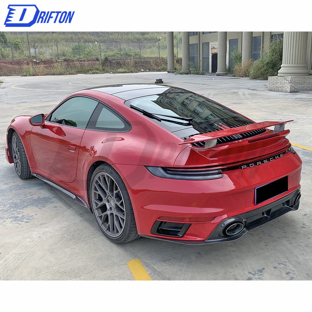 Turbo S Style Dry Carbon Fiber Rear Spoiler Set (Primed Bracket & Primed Base) For Porsche 911 992 2019-2023