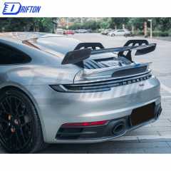 GT3 Style Primed Dry Carbon Fiber Rear Spoiler Base Rear Spoiler & Engine Cover & Rear Trunk Set For Porsche 911 992 Carrera S 2019-2023