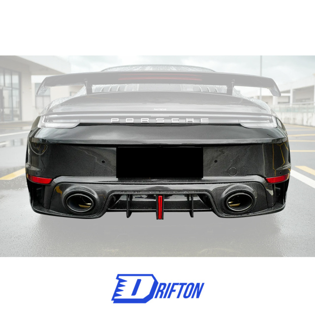 Paktechz Design Dry Carbon Fiber With Portion Primer Rear Bumper For Porsche 911 992 Turbo S 2019-2023