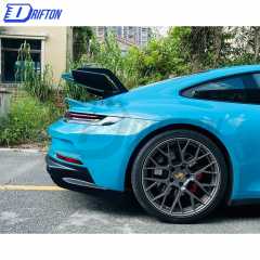 GT3 Style Dry Carbon Fiber Rear Spoiler & Engine Cover & Primed Rear Trunk Set For Porsche 911 992 Carrera S 2019-2023