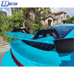 GT3 Style Dry Carbon Fiber Rear Spoiler & Engine Cover & Primed Rear Trunk Set For Porsche 911 992 Carrera S 2019-2023