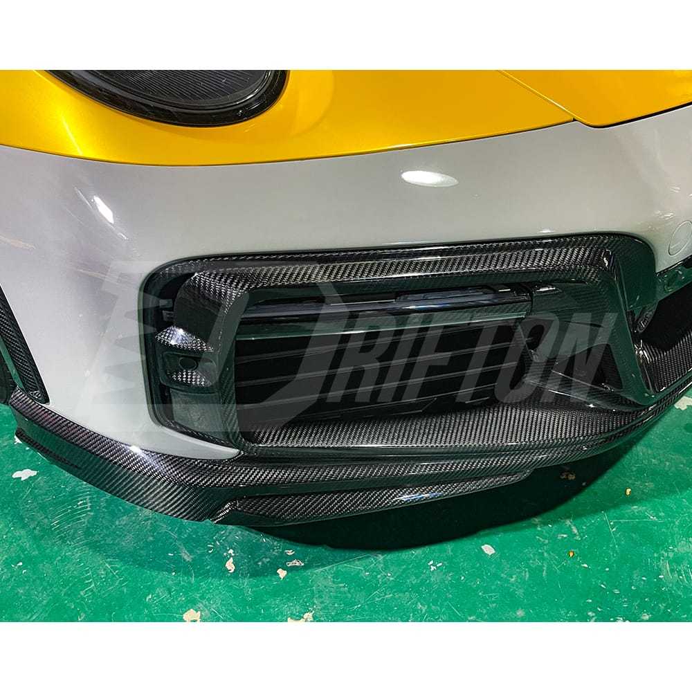 TechArt Style Dry Carbon Fiber With Portion Primer Front Bumper For Porsche 911 992 Turbo S Carrera 2019-2023