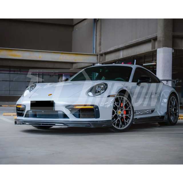 Techart Style Dry Carbon Fiber Front Lip For Porsche 911 992 Carrera S 2019-2023