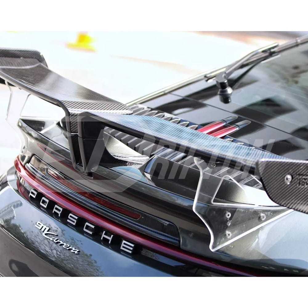 Techart Style Dry Carbon Fiber With Portion Primer Rear Spoiler For Porsche 911 992 Carrera S 2019-2023