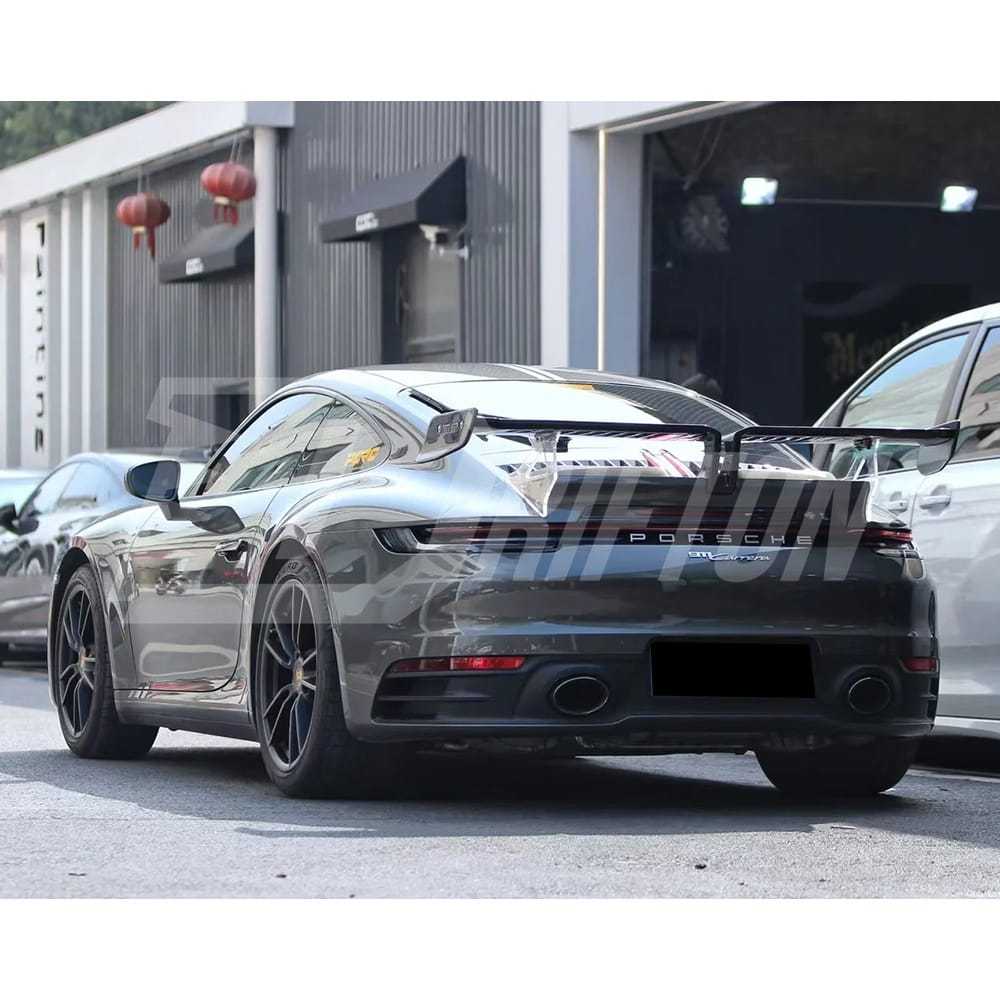 Techart Style Dry Carbon Fiber With Portion Primer Rear Spoiler For Porsche 911 992 Carrera S 2019-2023