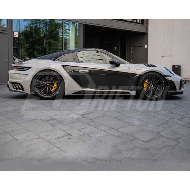 TopCar Style Dry Carbon Fiber Side Skirt For Porsche 911 992 Carrera S 2019-2023