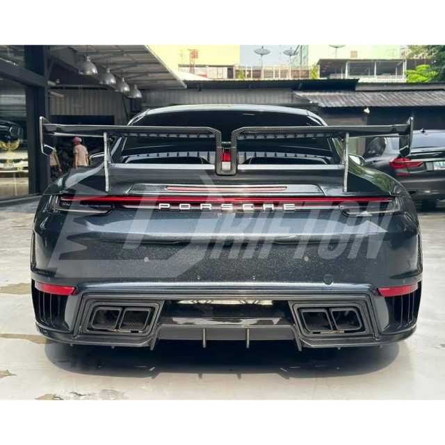 TopCar Style Dry Carbon Fiber With Portion Primer Rear Bumper For Porsche 911 992 Carrera S 2019-2023