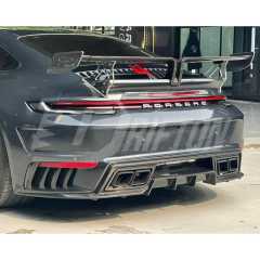 TopCar Style Dry Carbon Fiber With Portion Primer Rear Bumper For Porsche 911 992 Carrera S 2019-2023