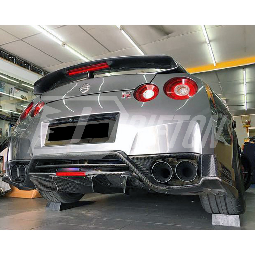Top Secret V2 Style Carbon Fiber Rear Diffuser Lip For Nissan R35 GTR 2008-2016