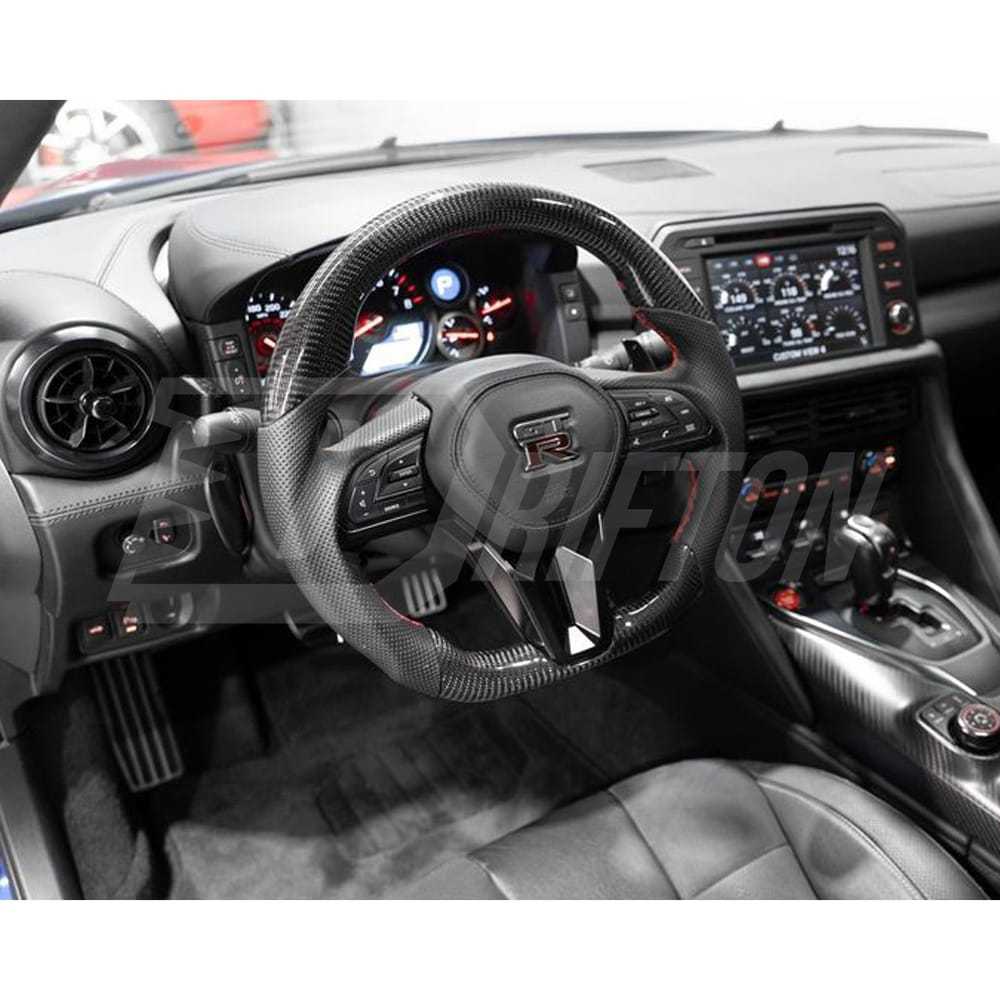 Customize Style Carbon Fiber Steering Wheel With Center Trim And Shift Paddle For Nissan R35 GTR 2017-2019