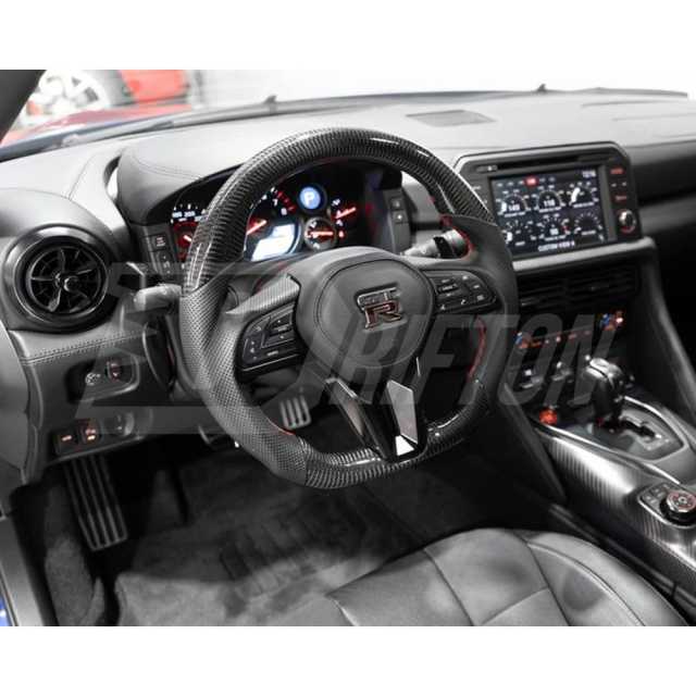 Customize Style Carbon Fiber Steering Wheel With Center Trim And Shift Paddle For Nissan R35 GTR 2017-2019