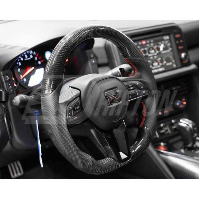 Customize Style Carbon Fiber Steering Wheel With Center Trim And Shift Paddle For Nissan R35 GTR 2017-2019